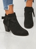 Faux Suede Bow Decor Chunky Heel Ankle Boots