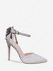 Faux Suede Bowknot Decor Ankle Strap Pumps