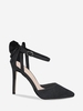 Faux Suede Bowknot Decor Ankle Strap Pumps