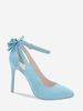 Faux Suede Bowknot Decor Ankle Strap Pumps