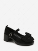 Faux Suede Bowknot Decor Chunky Heel Pumps