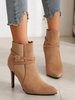 Faux Suede Buckle Stiletto Heel Boots