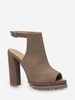 Faux Suede Chunky Heeled Slingback Sandals