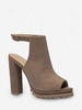 Faux Suede Chunky Heeled Slingback Sandals