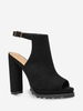 Faux Suede Chunky Heeled Slingback Sandals