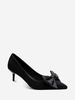 Faux Suede Contrast Bow Decor Pumps
