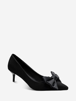 Faux Suede Contrast Bow Decor Pumps