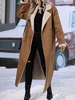 Faux Suede Drop Shoulder Pocket Longline Shearling Coat L Coffee