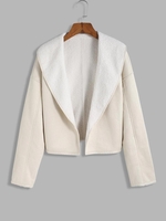 Faux Suede Drop Shoulder Teddy Lined Jacket M Light coffee