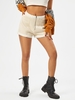 Faux Suede Faux Fur Insert Front Zip Shorts L Light coffee