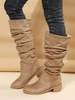 Faux Suede Fleece Lined Calf Slouchy Boots