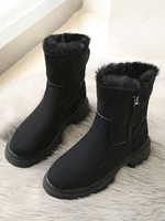 Faux Suede Fleece Lined Lug Sole Boots