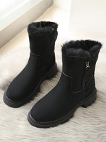 Faux Suede Fleece Lined Lug Sole Boots