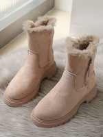 Faux Suede Fleece Lined Lug Sole Boots