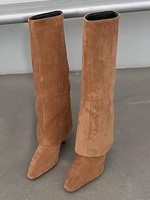 Faux Suede Foldover Calf Boots