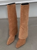 Faux Suede Foldover Calf Boots