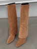 Faux Suede Foldover Calf Boots