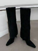 Faux Suede Foldover Calf Boots