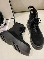Faux Suede Thick Bottom Combat Boots