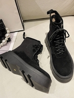 Faux Suede Thick Bottom Combat Boots