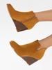 Faux Suede Wedge V-notch Boots