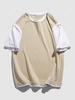 Faux Twinset Color Spliced Streetwear T-shirt 2xl Light yellow
