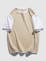 Faux Twinset Color Spliced Streetwear T-shirt 2xl Light yellow