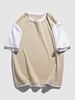 Faux Twinset Color Spliced Streetwear T-shirt Xl Light yellow
