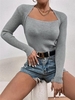 Faux Two Pieces Solid Color Knit Top Xl Gray