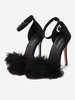 Feather Embellished Open Toe Ankle Strap Sandals