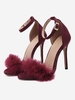 Feather Embellished Open Toe Ankle Strap Sandals