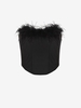 Feather Embellished Strapless Corset Top S Black