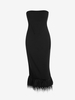Feather Hem Corset Style Bandeau Dress S Black