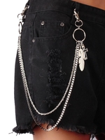 Feathers and Cross Pendant Double-deck Hanging Waist Chain