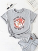 Feel Safe at Night Cat Print Short Sleeve T Shirt M Light gray
