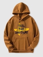 Feel The Rhythm Graphic Fleece-lined Hoodie S Deep coffee