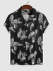Fern Print Summer Button Up Shirt Xxl Black