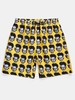 Figure Head Pattern Elastic Waist Shorts 2xl Sun yellow