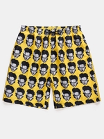 Figure Head Pattern Elastic Waist Shorts Xl Sun yellow