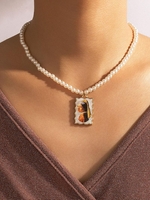 Figure Renaissance Faux Pearls Pendant Necklace