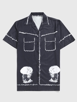 Figure Thorns Print Graphic Short Sleeve Shirt Xl Black
