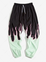 Fire Flame Print Elastic Waist Graphic Sweatpants 2xl Light green