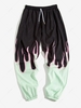 Fire Flame Print Elastic Waist Graphic Sweatpants 3xl Light green