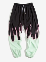 Fire Flame Print Elastic Waist Graphic Sweatpants 4xl Light green