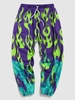 Fire Flame Print Jogger Sweatpants Xl Chartreuse