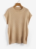 Fisherman Cable Knit Sweater Vest M Light coffee
