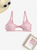 Fishnet Insert Cut Out Bikini Top M Light pink
