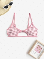 Fishnet Insert Cut Out Bikini Top S Light pink