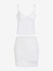 Fishnet Overlay Cropped Two Piece Dress S White