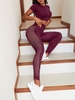 Fishnet Panel Breathable Scrunch Butt Sports Leggings M Deep red